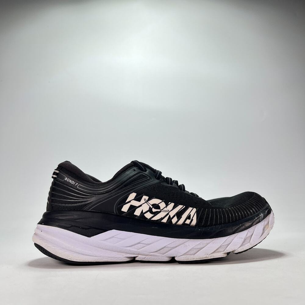 Hoka One One Bondi 7 Black White Road Running Shoes 1110519 BWHT Women's Size 7